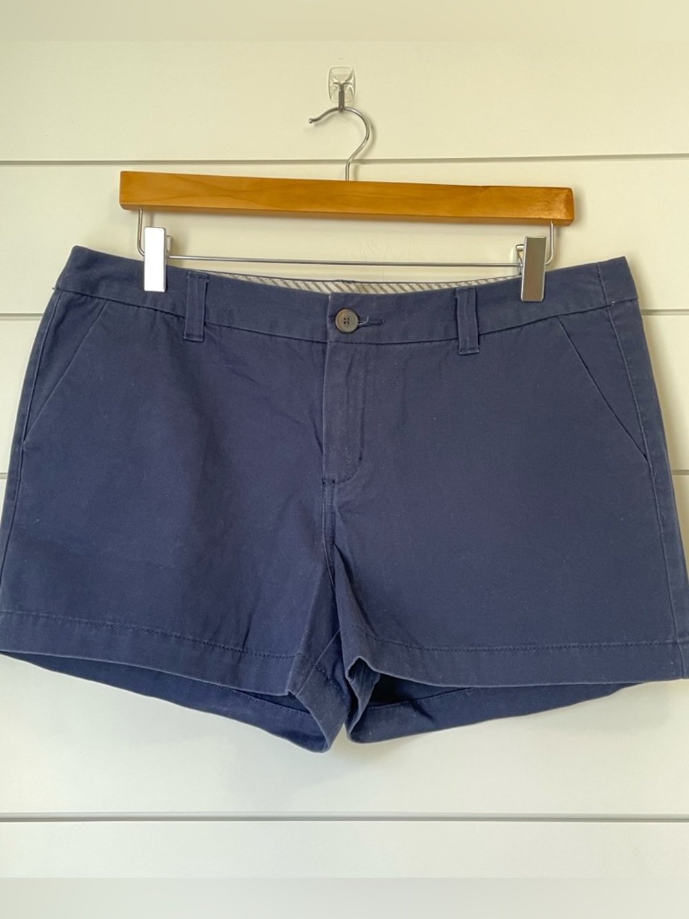 Navy Casual Cotton-Blend Twill Shorts